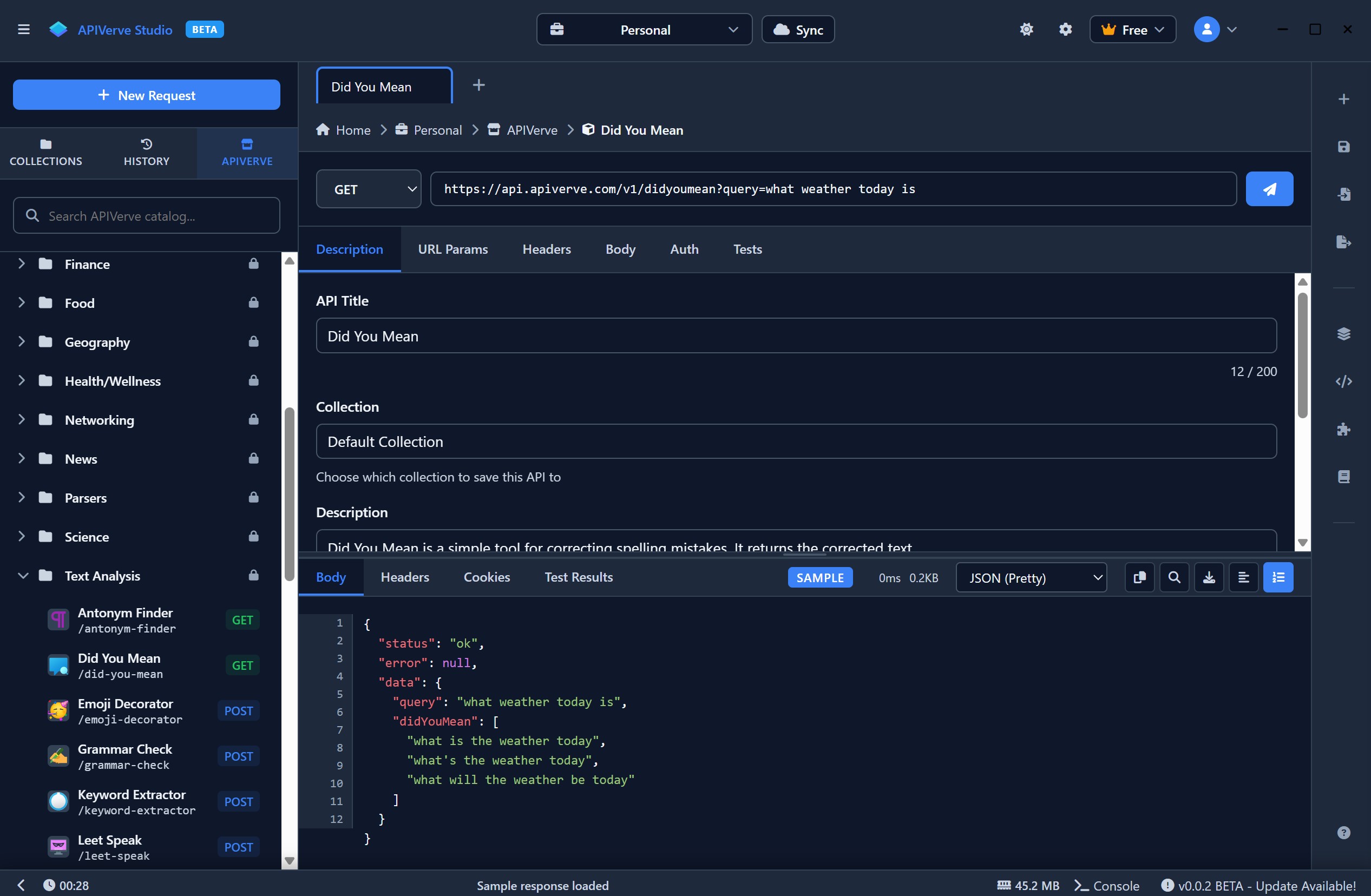 APIVerve Studio Screenshot