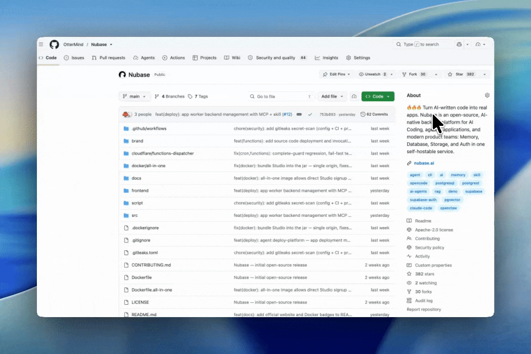 Give Nubase a star on GitHub