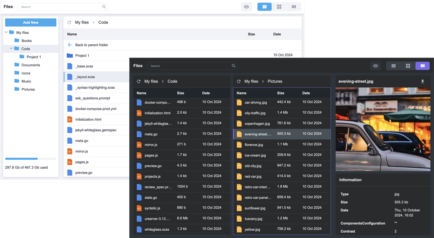 SVAR File Manager for Svelte - UI