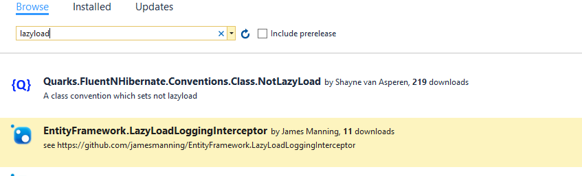 showing package in nuget UI