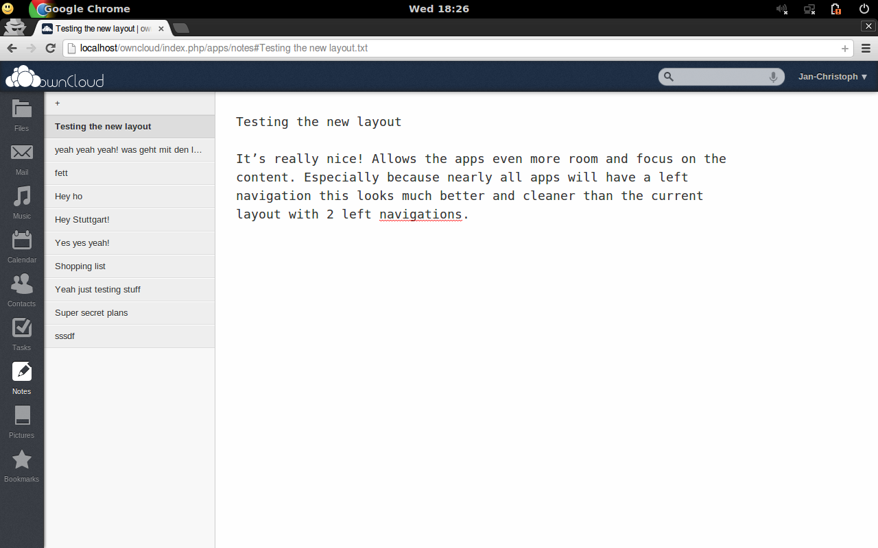 ownCloud nav old Notes