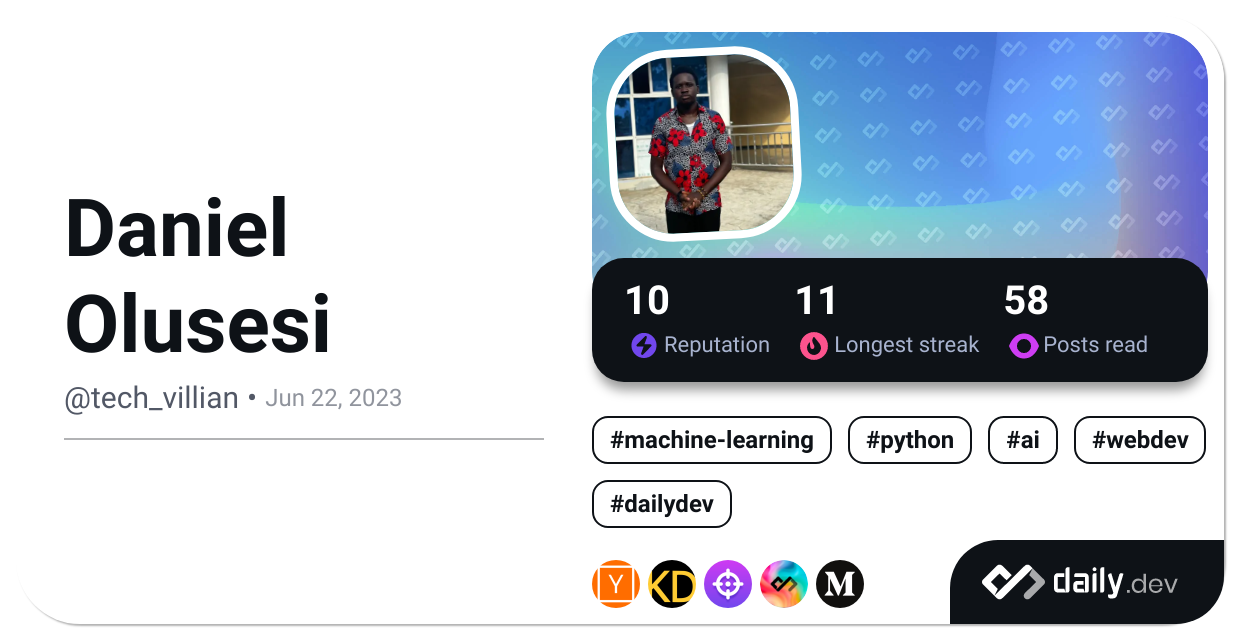 Daniel Olusesi's Dev Card