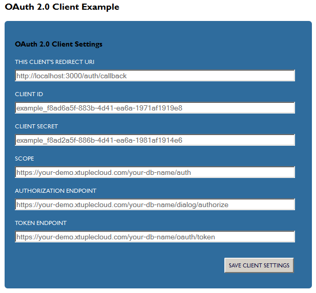 example oauth 2.0 client web server app settings