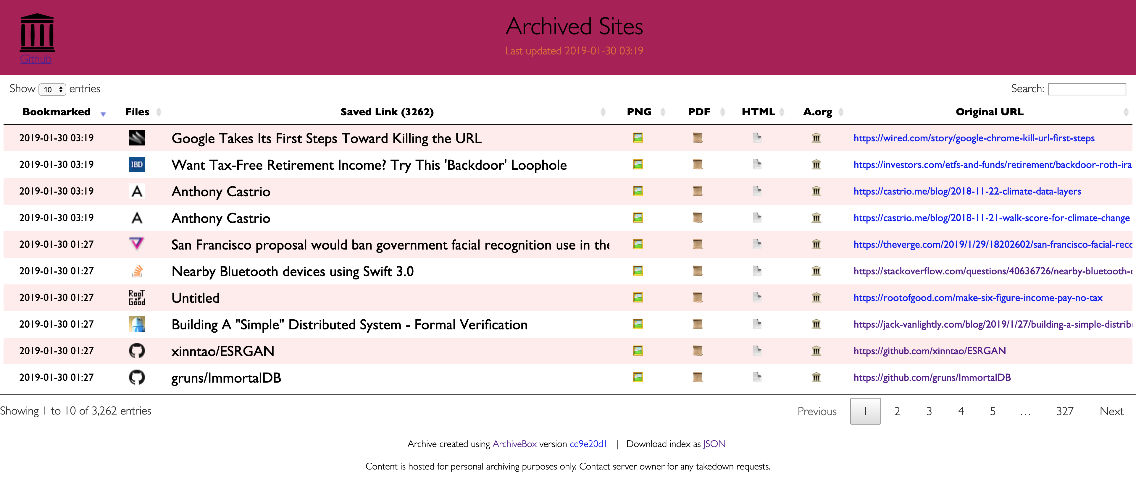 Desktop index screenshot