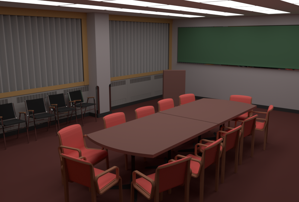 Conference Room rendered via Rust using path tracing