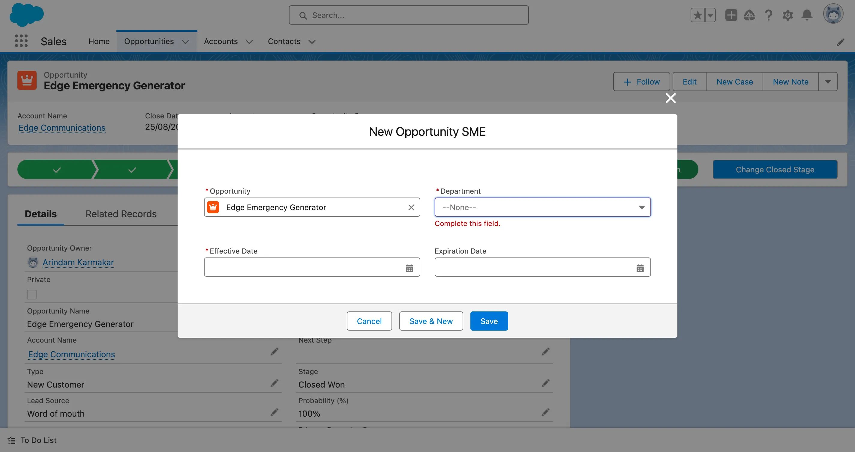 Figure 2: My custom solution with LWC Modal