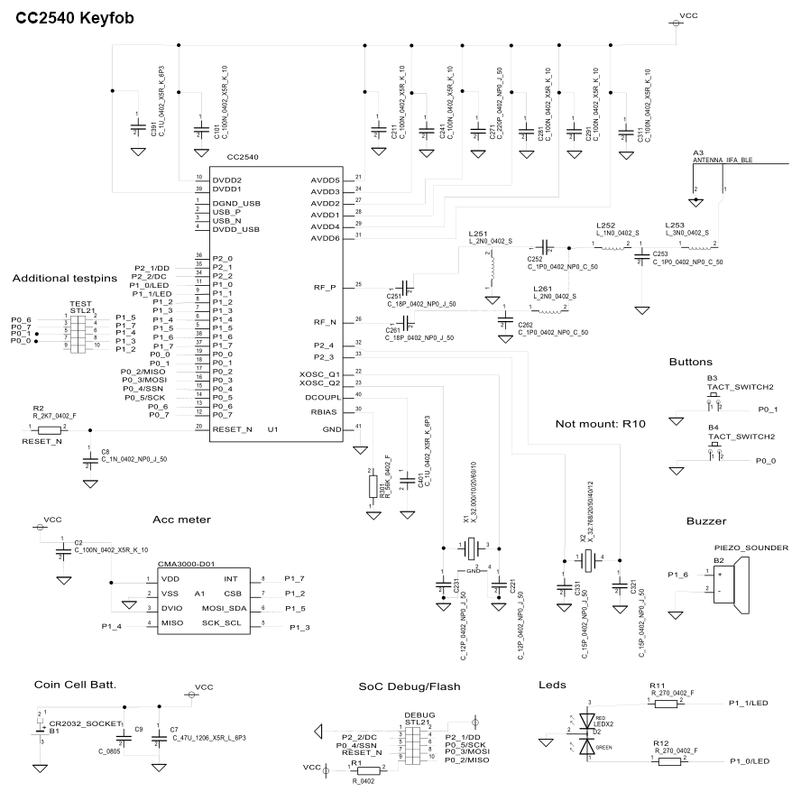 CC2540 Keyfob Schematics