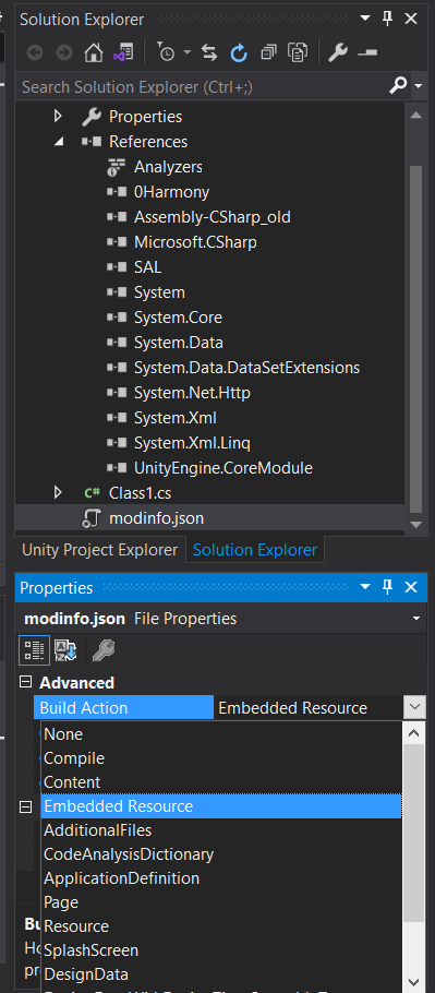 Setting modinfo Build Action