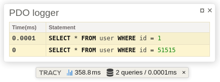 PDO logger with Tracy