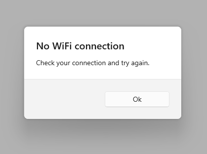 No Wifi Connection Dialog