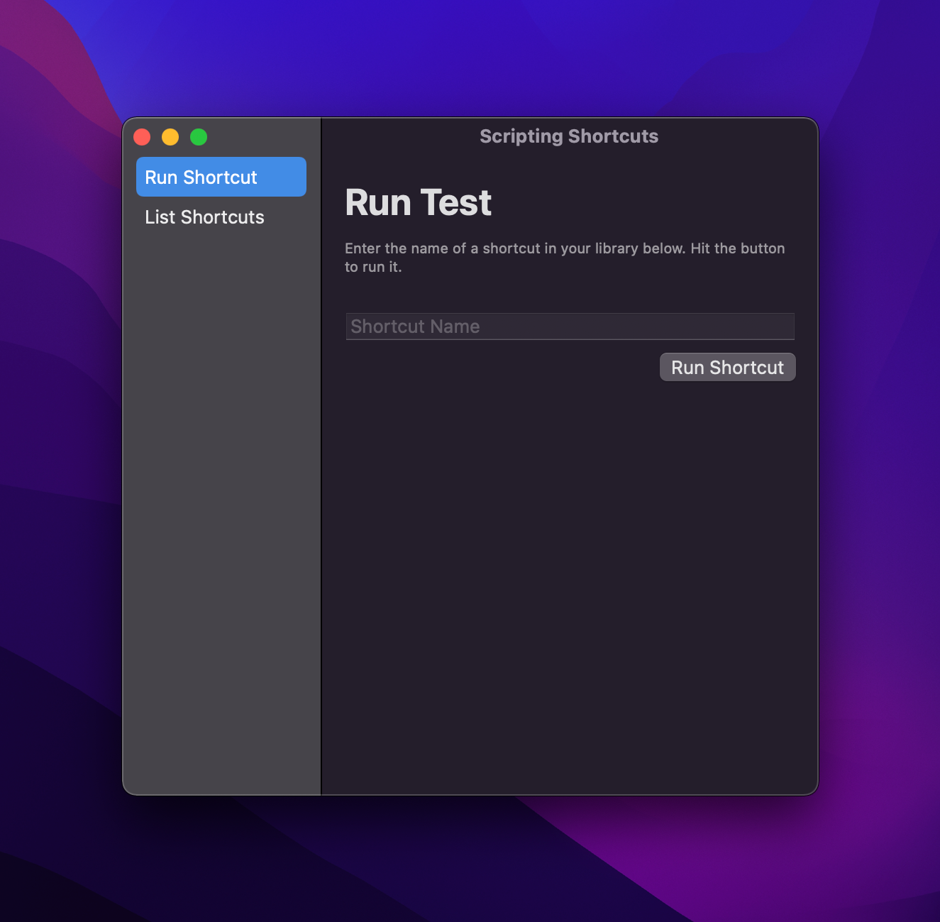 run shortcut screenshot