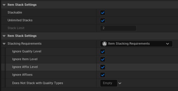 Item Stack Settings