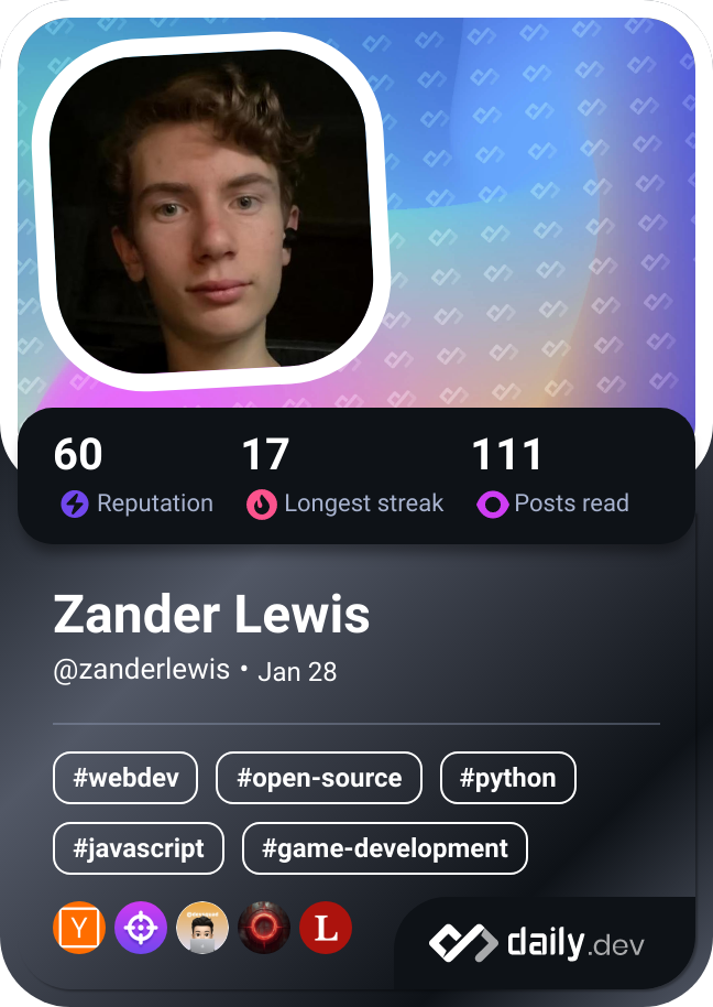 Zander Lewis's Dev Card