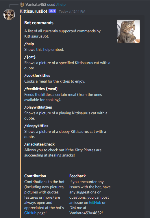 KittisaurusBot Help Embed