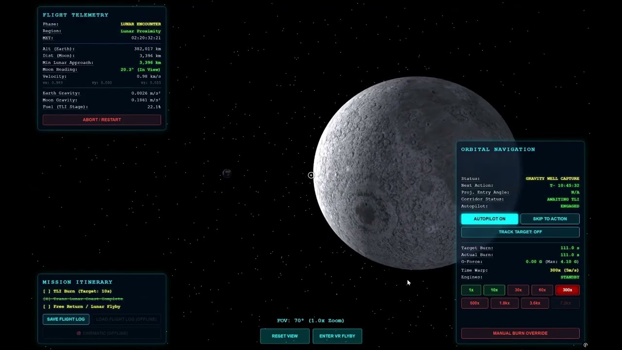 Lunar Flyby XR Gameplay Timelapse