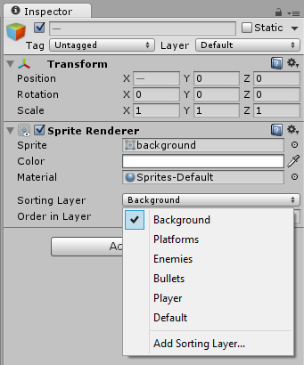 Set sorting layer