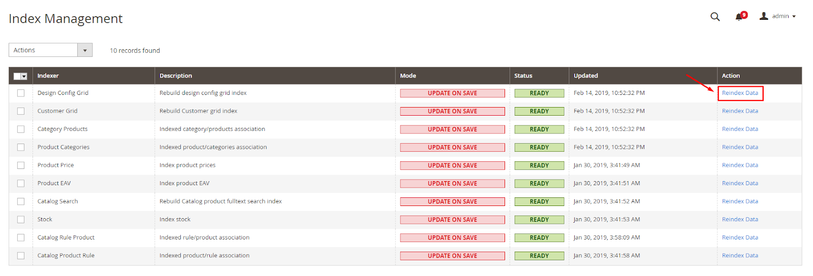 Magento 2 Reindex one indexer