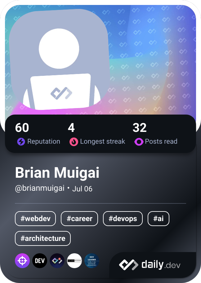 Brian Muigai's Dev Card