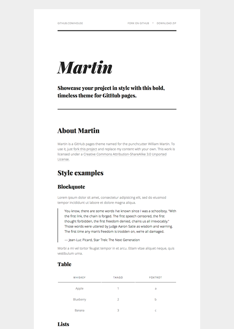 Martin theme preview