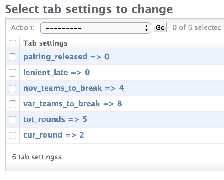 Tab Settings list