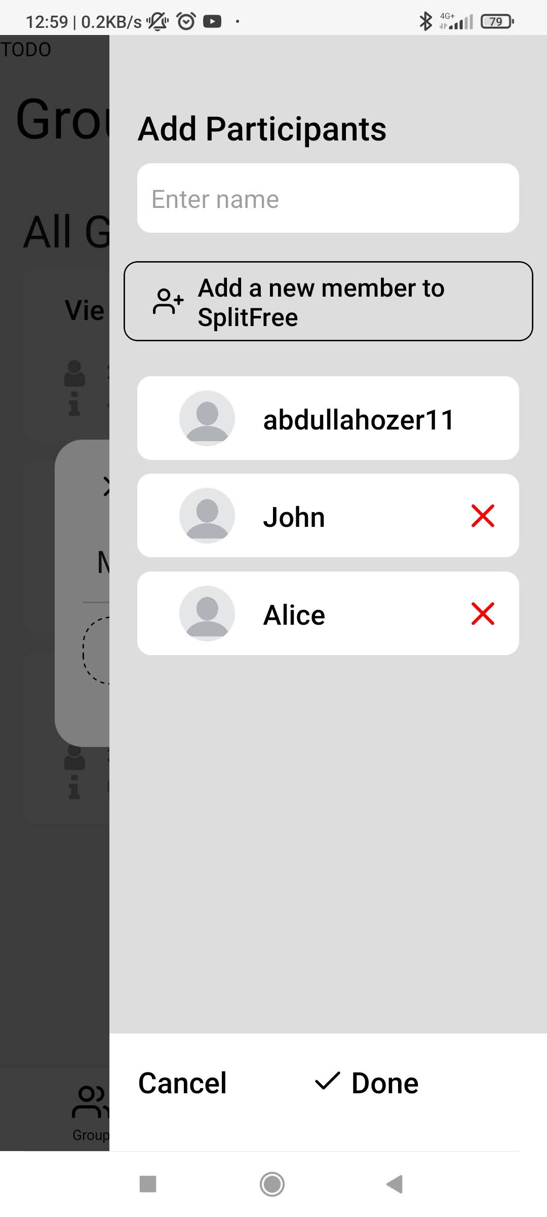 Screenshot of Adding Members