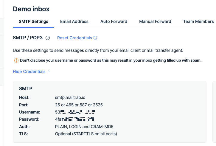 SMTP settings