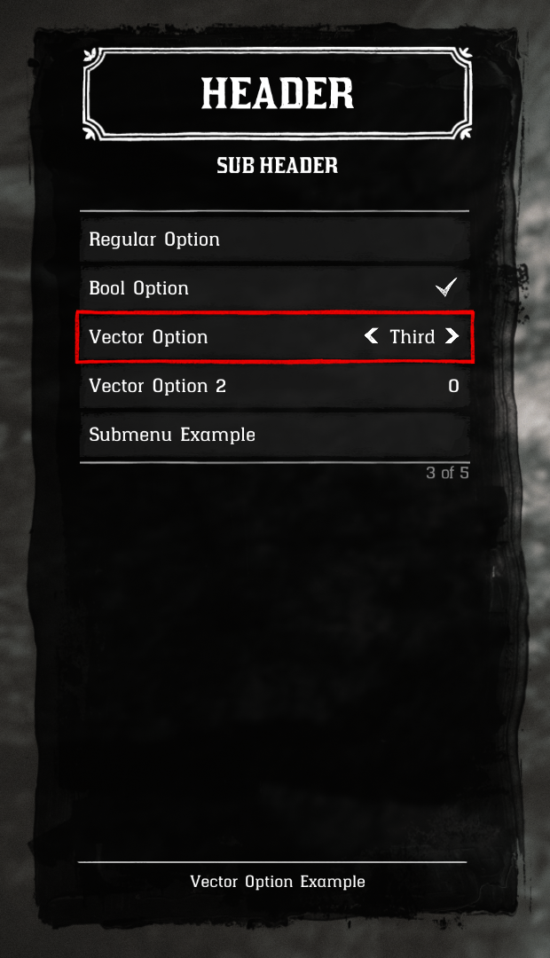 Vector Option With Changed Value