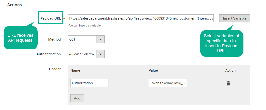 Send leads/customer data to CRM or Email Marketing tools