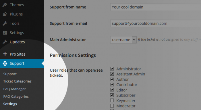 Support System Menu