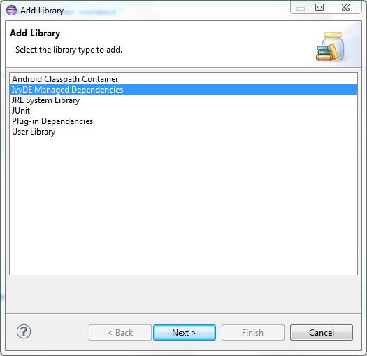 Add library wizard