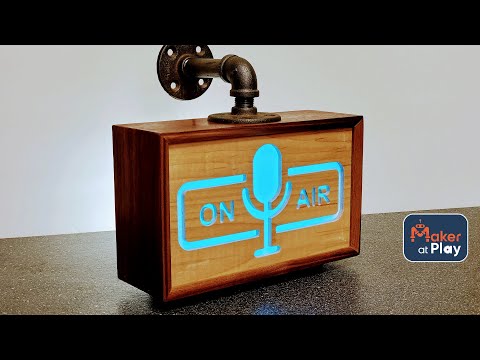 Walnut/Curly Maple On Air Sign with RGB LEDs controlled by Alexa