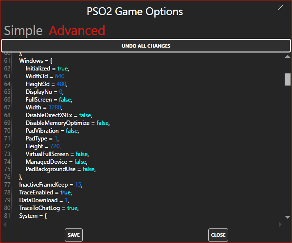 Dark theme PSO2 Advanced User Config