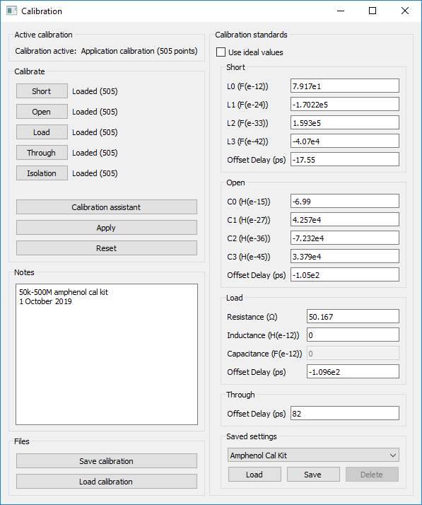 Screenshot of Calibration Window