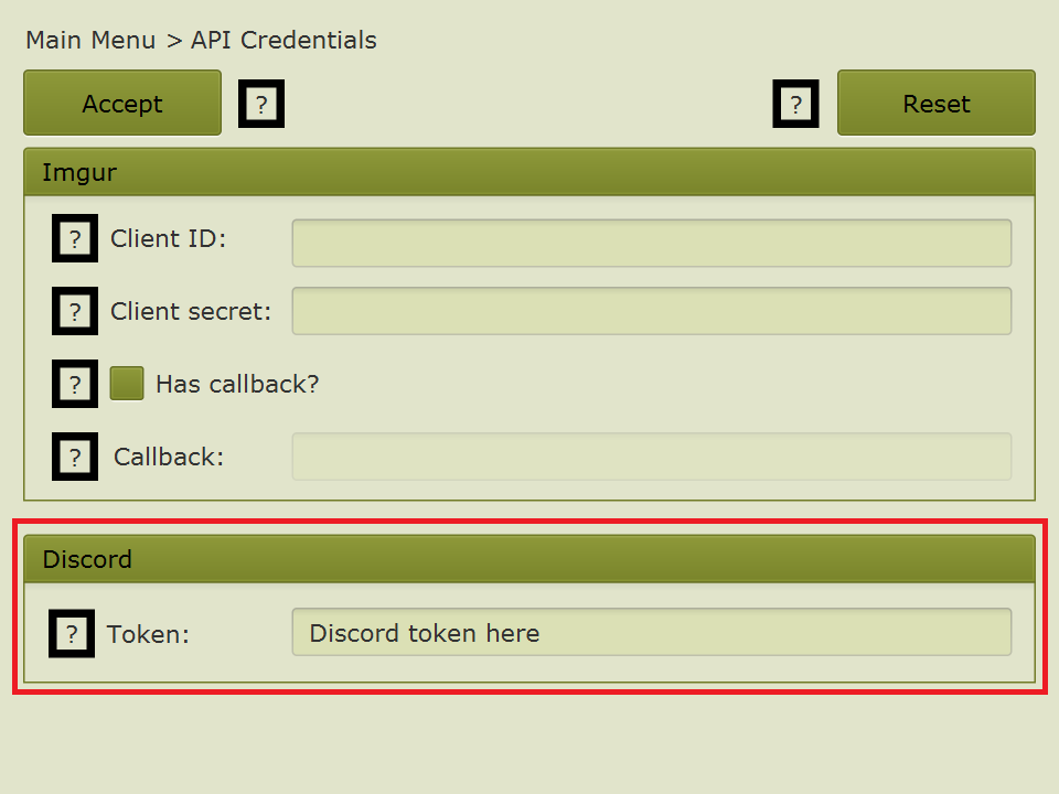 API credentials