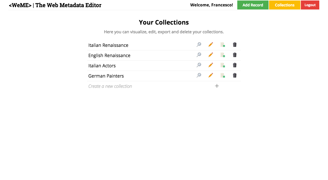 WeME Collections Page