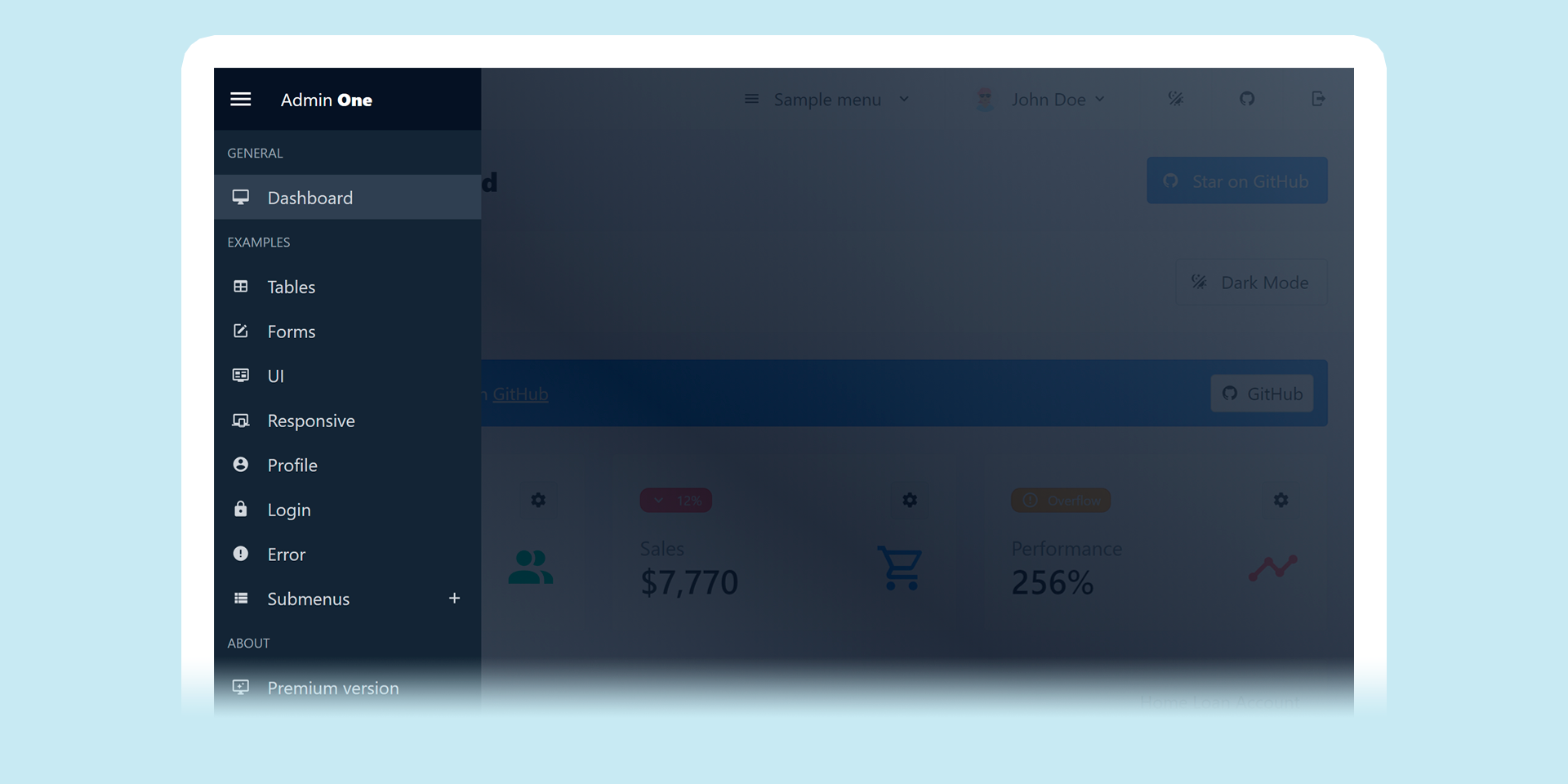 Free Vue 3 Tailwind CSS admin dashboard