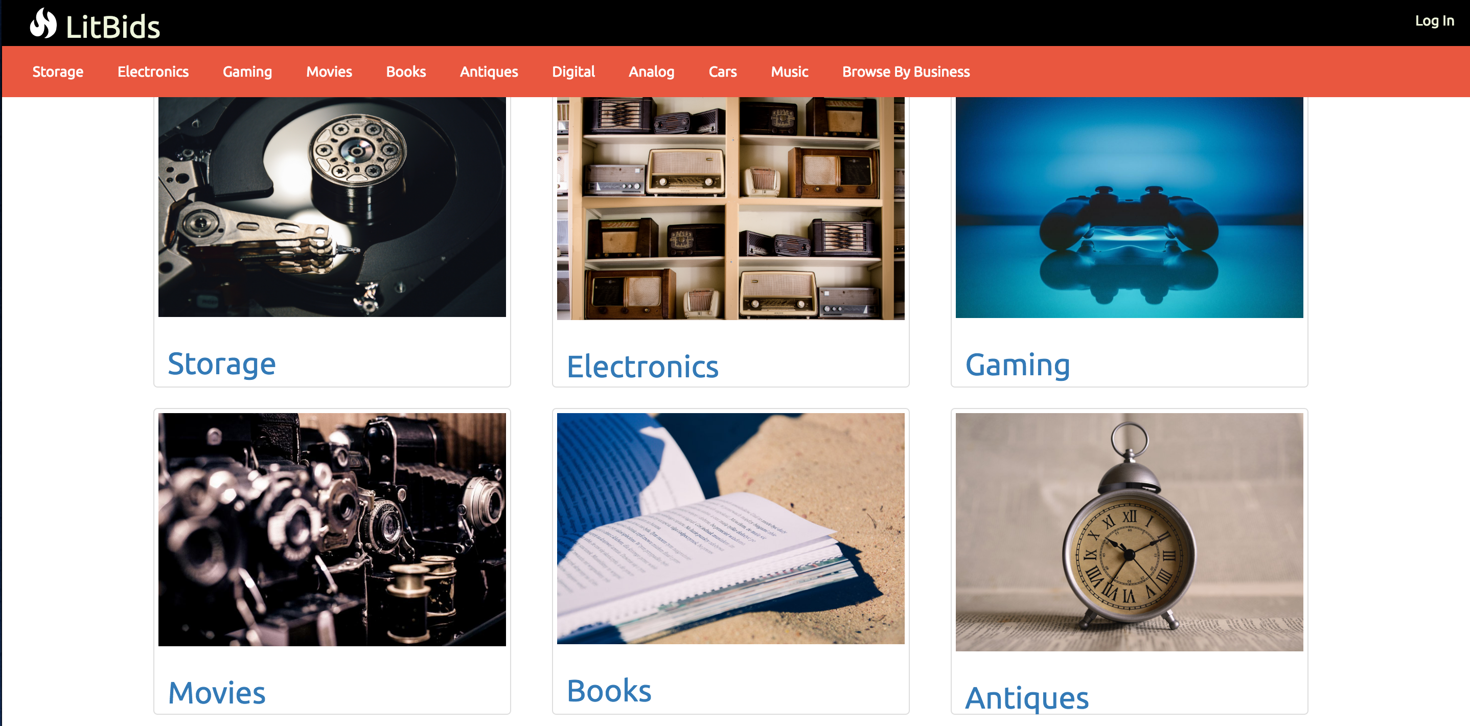 users browses items by category and business