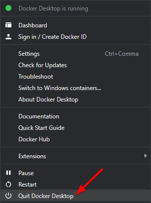 Quit Docker Desktop