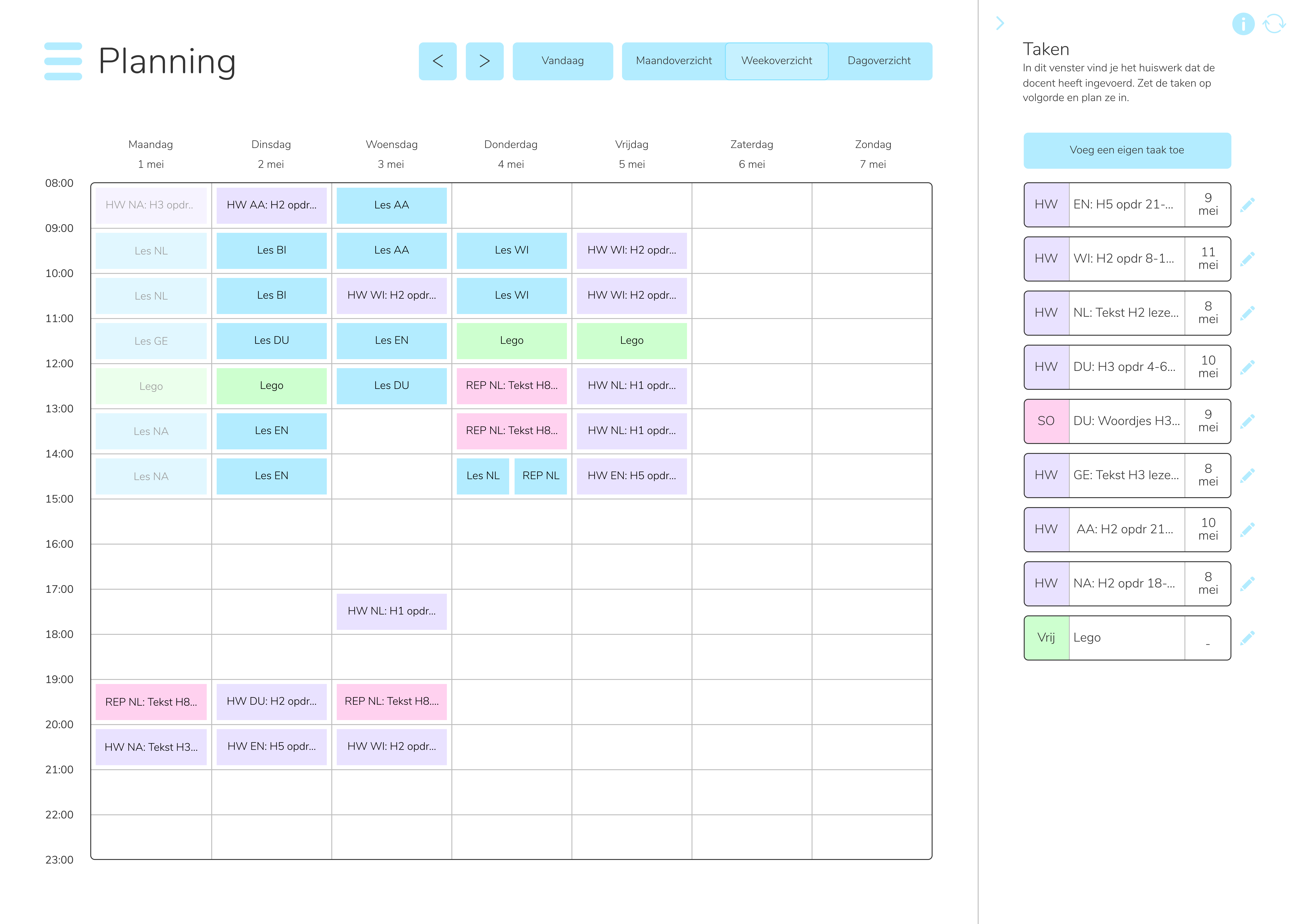 Screenshot Einstein Planner