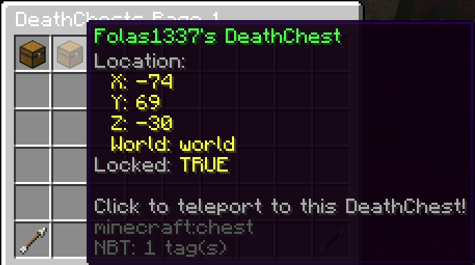 GUI of DeathChests