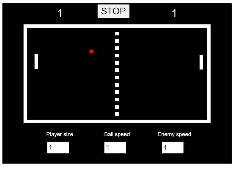 Screenshof of Pong game