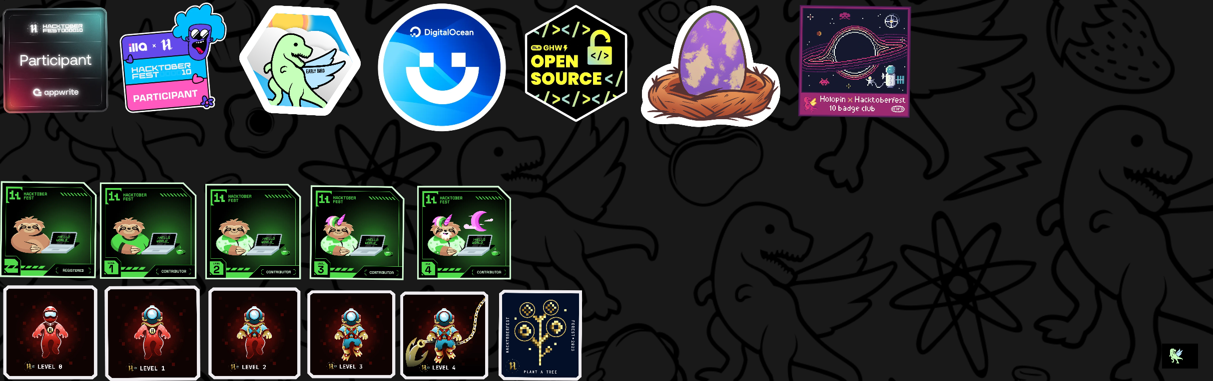 An image of @vedasreem's Holopin badges, which is a link to view their full Holopin profile