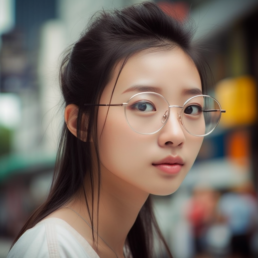 a Chinese beauty with eye glasses. --v 5