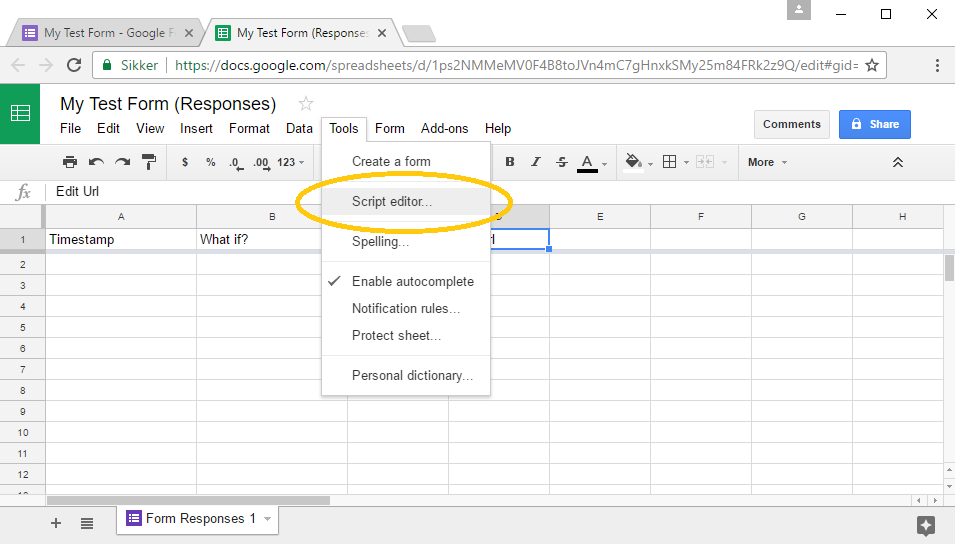 Spreadsheet scripts