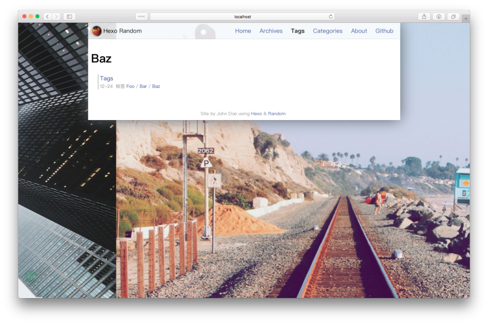 hexo theme random screenshot tag list 