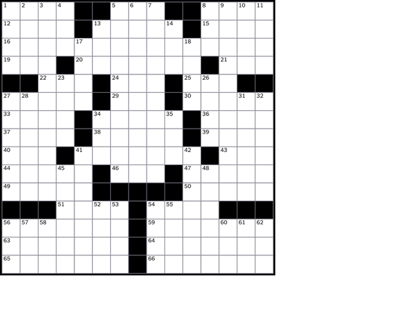 A blank crossword grid showing mirror symmetry.