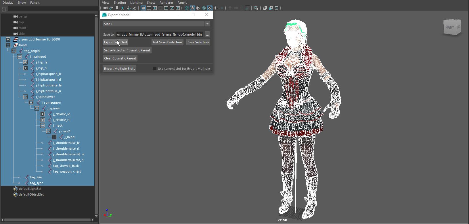 Exporting an xModel