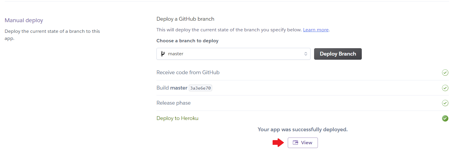 Heroku — Successful deployment