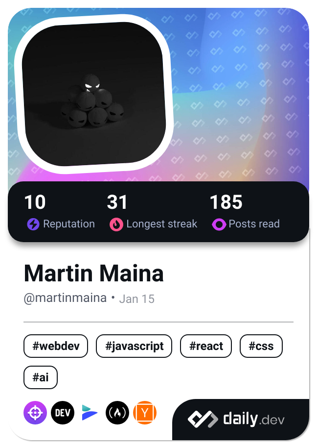 Martin Maina's Dev Card