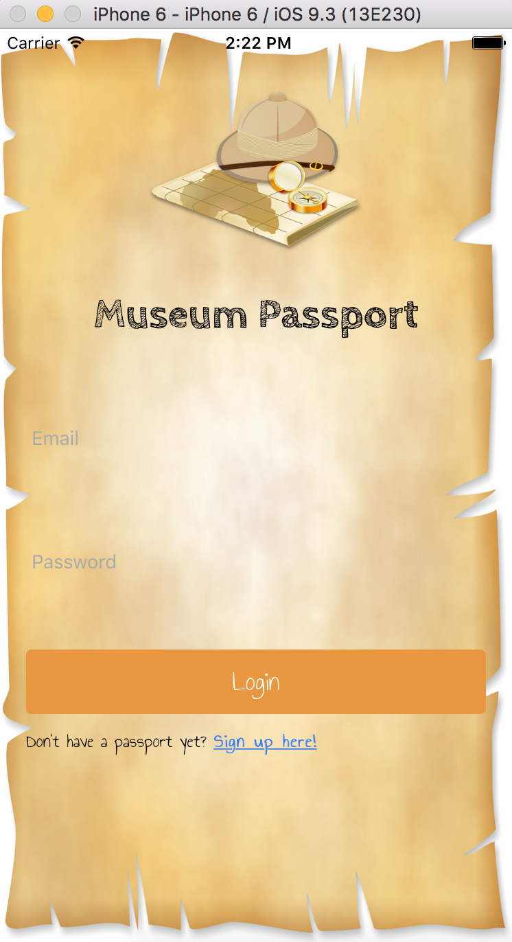 login screen